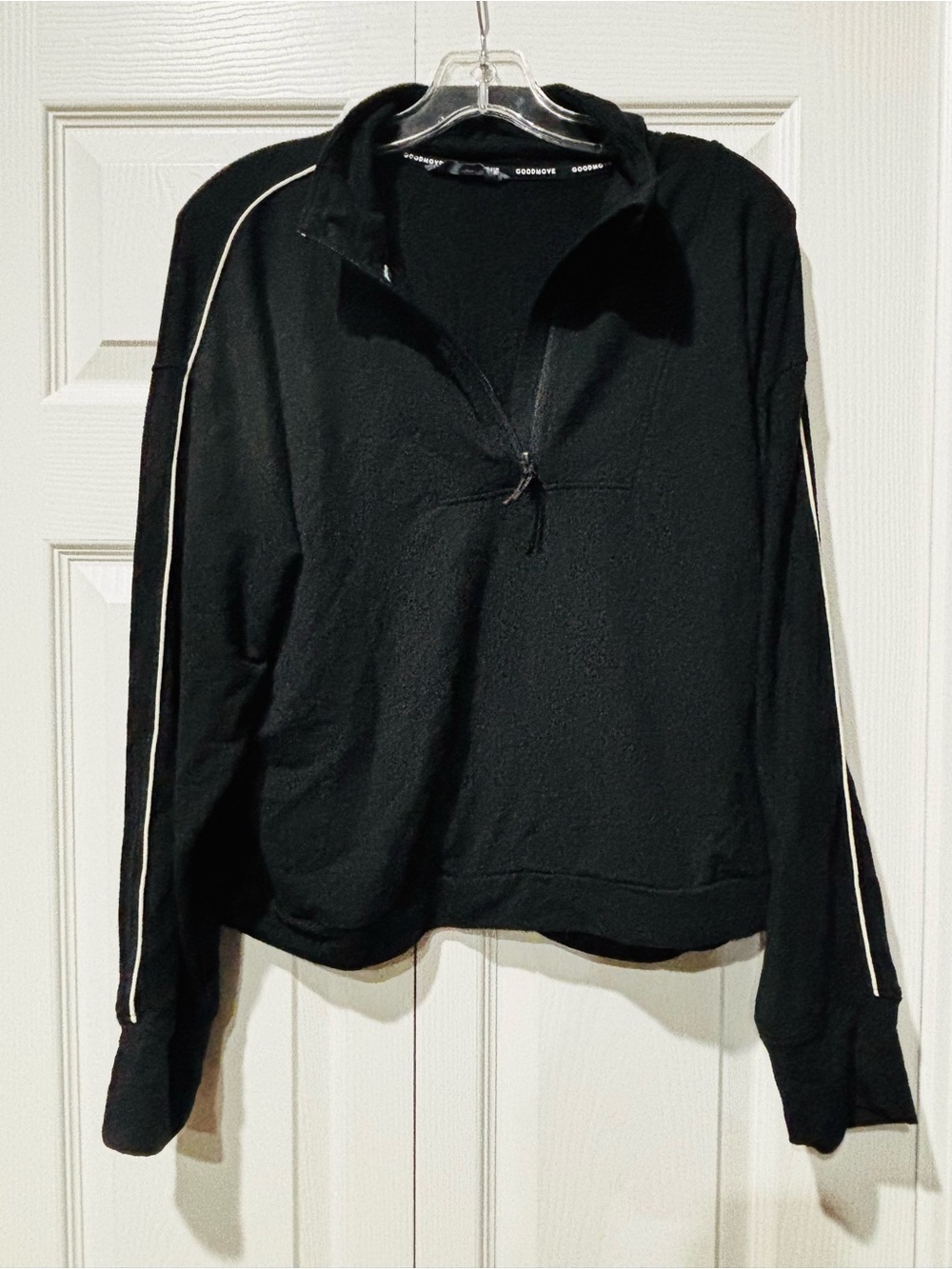 Marks & Spencer GOODMOVE Black Half-Zip Pullover with White Sleeve Piping